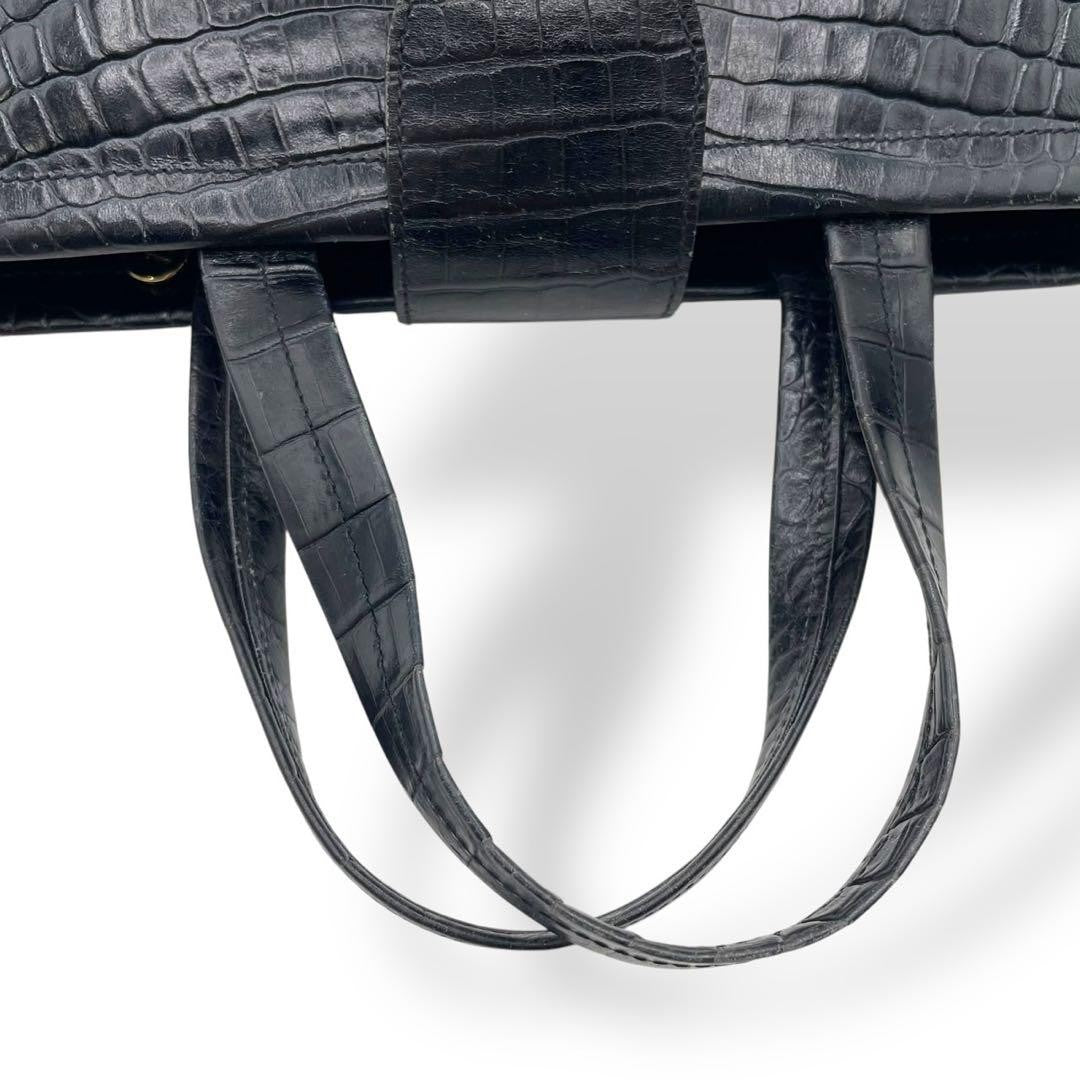 Salvatore Ferragamo Hand Bag Tote Purse Vara Leather Navy Authentic