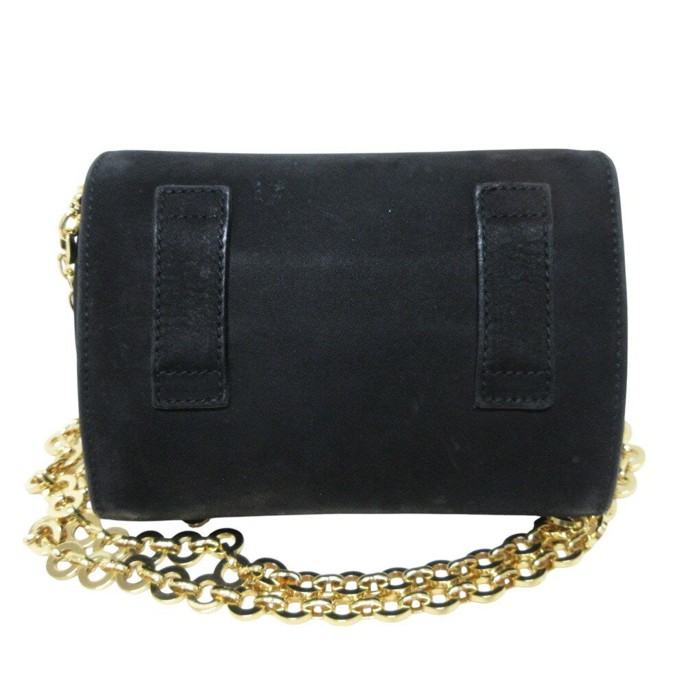 Salvatore Ferragamo Shoulder Bag Purse Vara Ribbon Suede Black Authentic