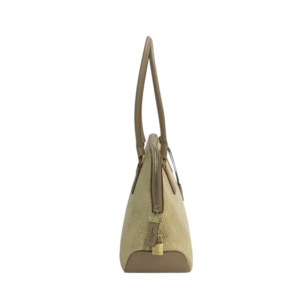 Salvatore Ferragamo Hand Bag Tote Purse Beige Authentic