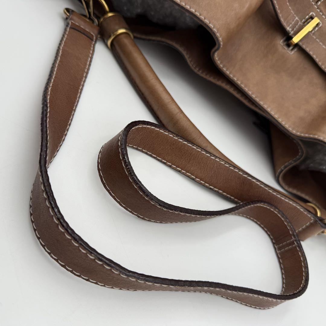 BURBERRY Hand Shoulder Bag Tote Purse 2way Nova Check Leather Brown Authentic