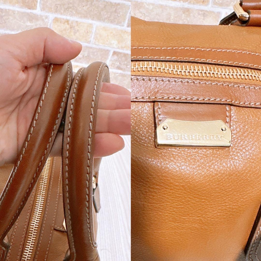 BURBERRY Hand Bag Tote Purse Nova Check Leather Authentic