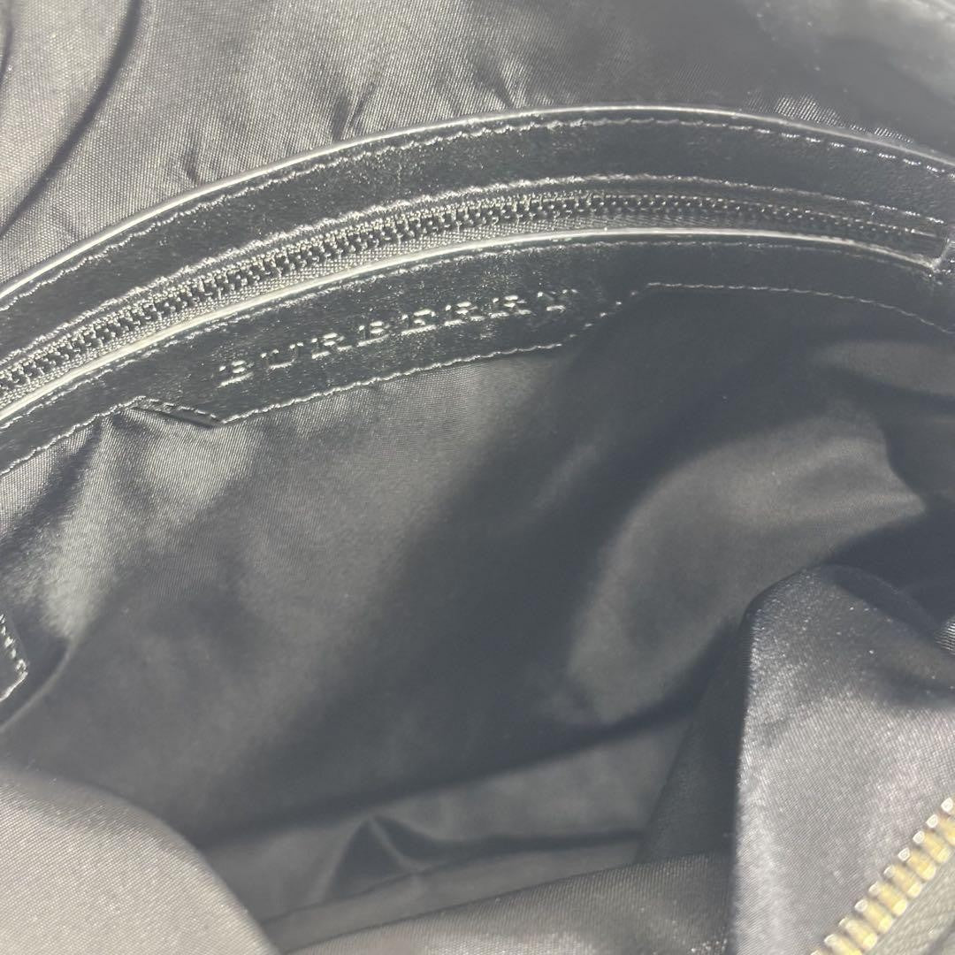 BURBERRY Hand Bag Tote Purse Nylon Leather Black Authentic