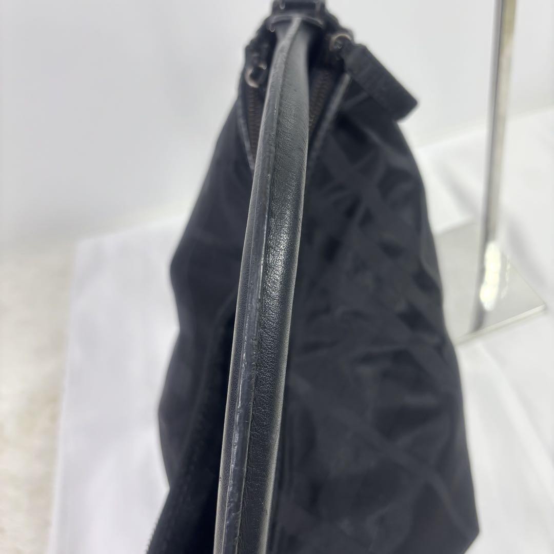 BURBERRY Hand Bag Tote Purse Nylon Leather Black Authentic