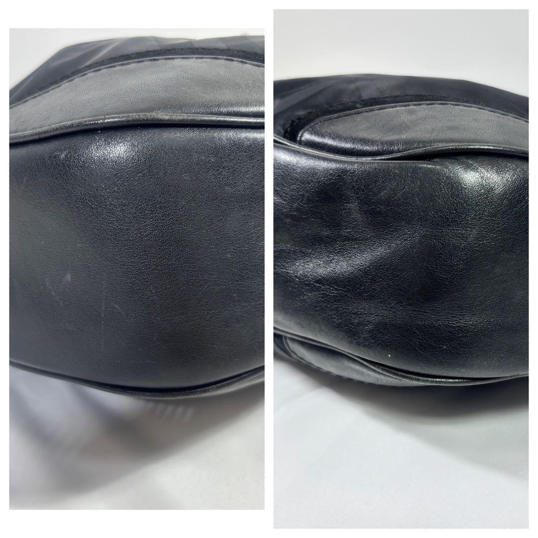 BURBERRY Hand Bag Tote Purse Nylon Leather Black Authentic