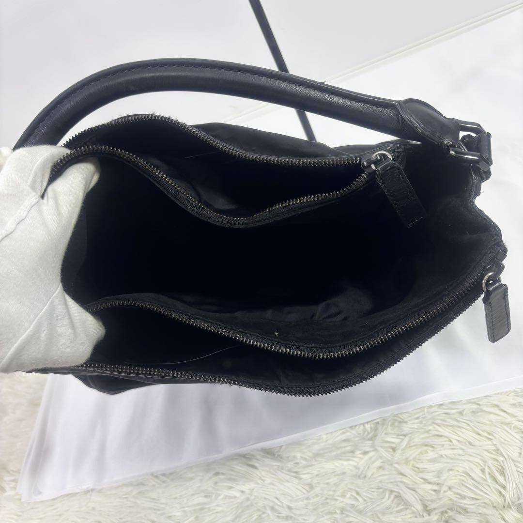 BURBERRY Hand Bag Tote Purse Nylon Leather Black Authentic