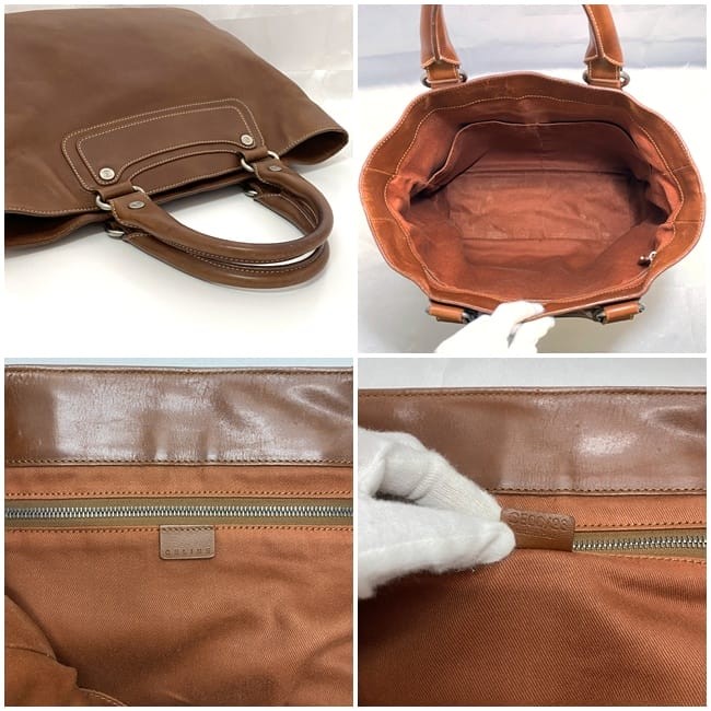 CELINE Hand Bag Tote Purse Boogie Leather Brown Authentic