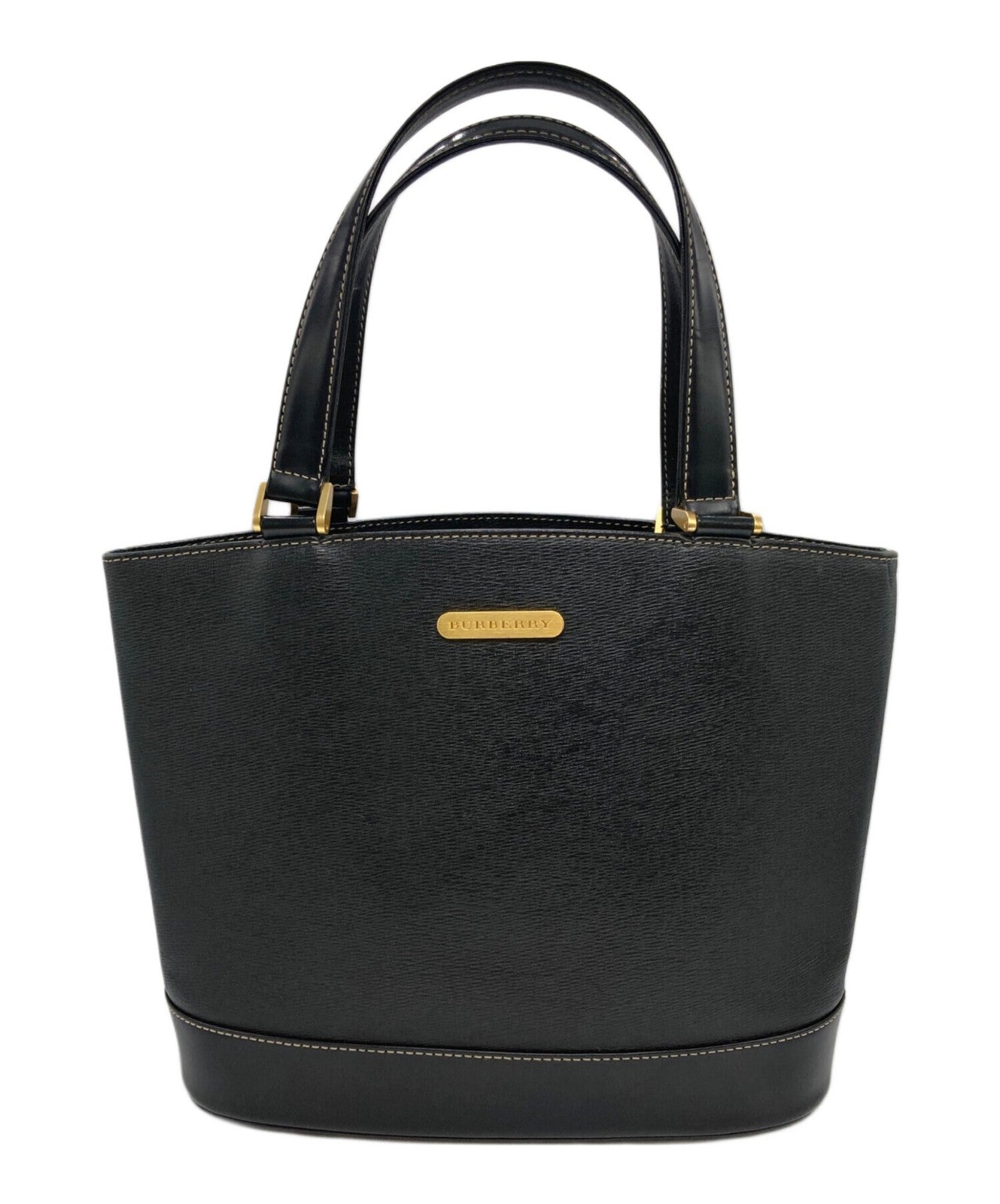 BURBERRY Hand Bag Tote Purse Nova Check Authentic Black