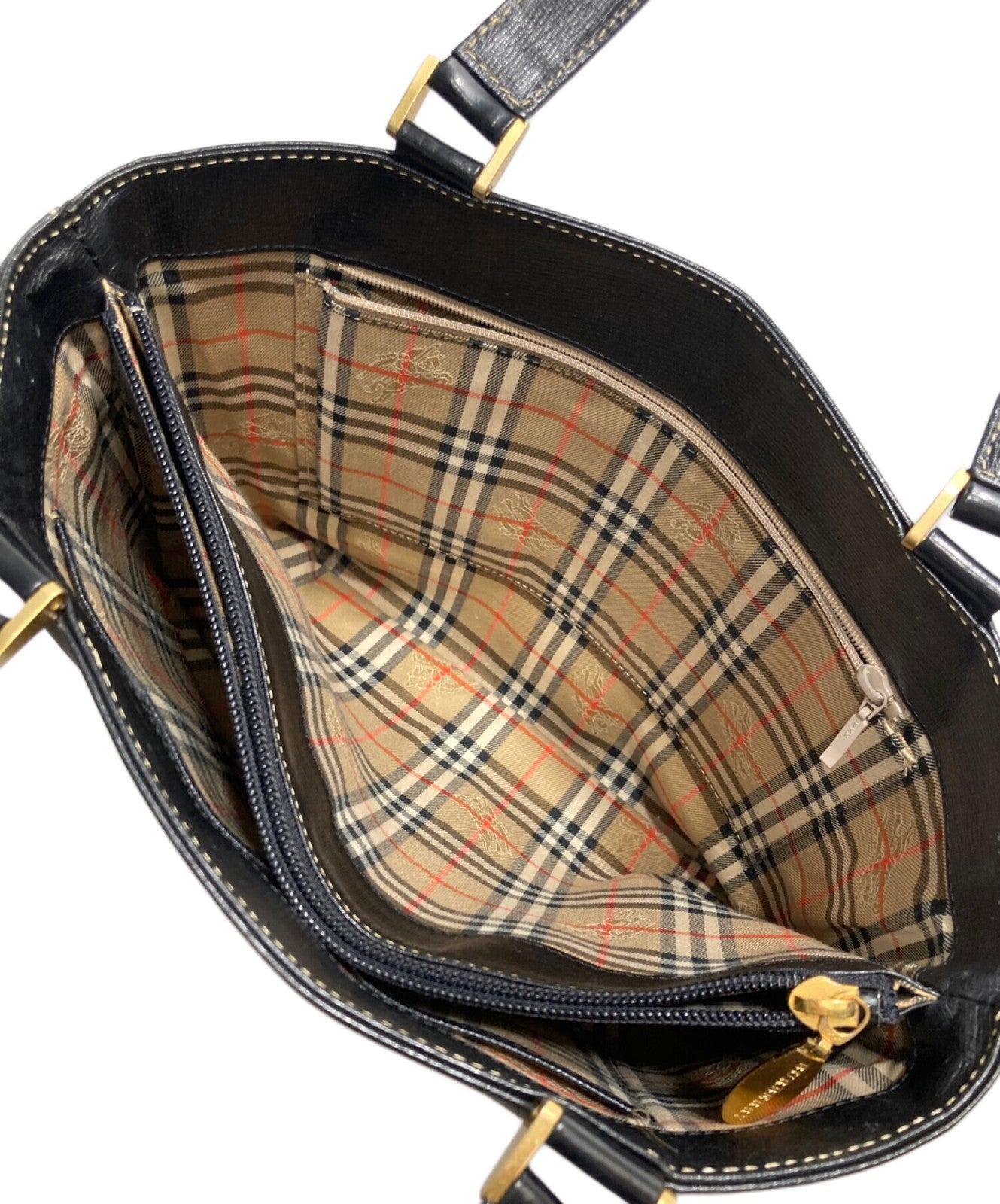 BURBERRY Hand Bag Tote Purse Nova Check Authentic Black