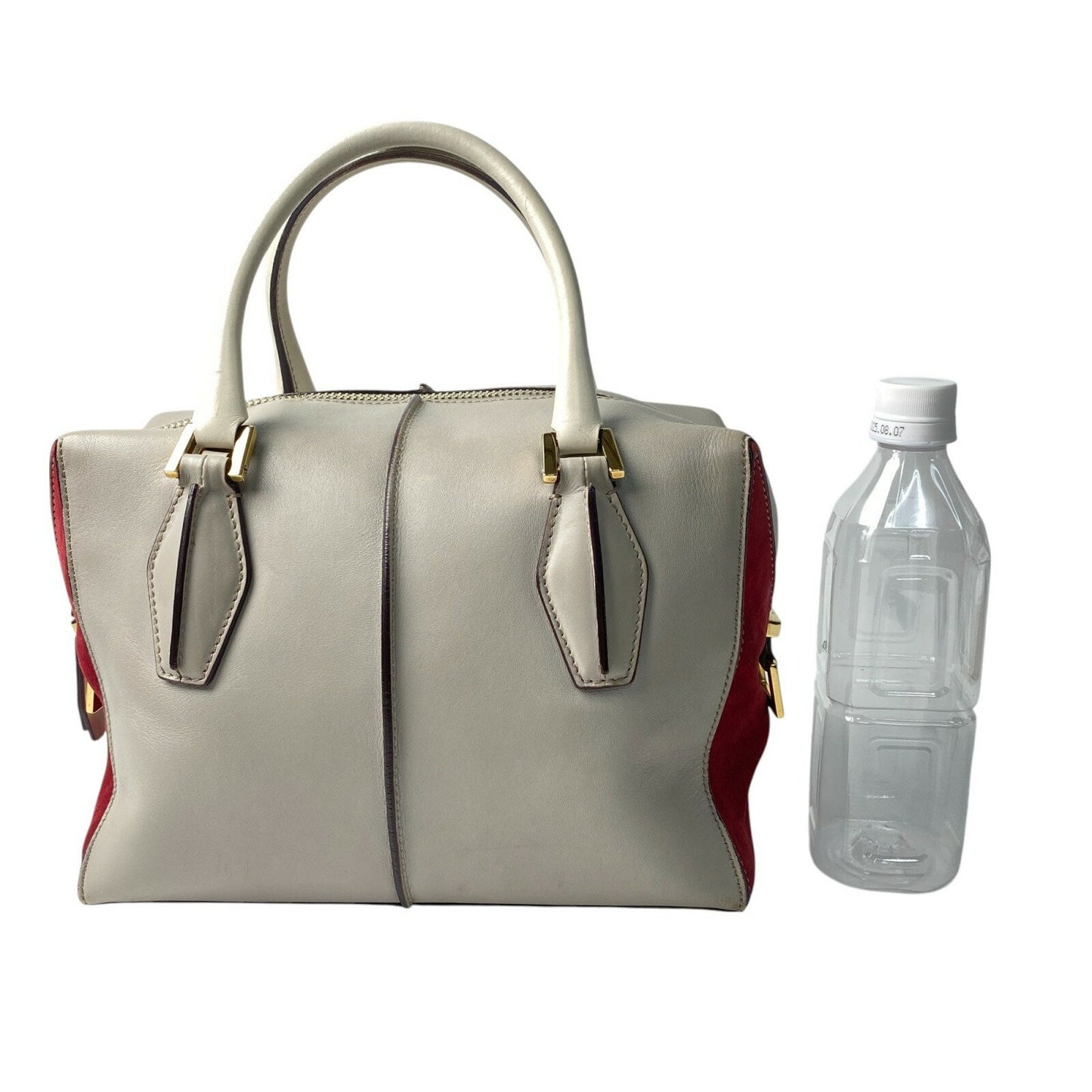TOD'S Hand Shoulder Bag Tote Purse 2way D-Styling Leather Gray Wine Red Auth
