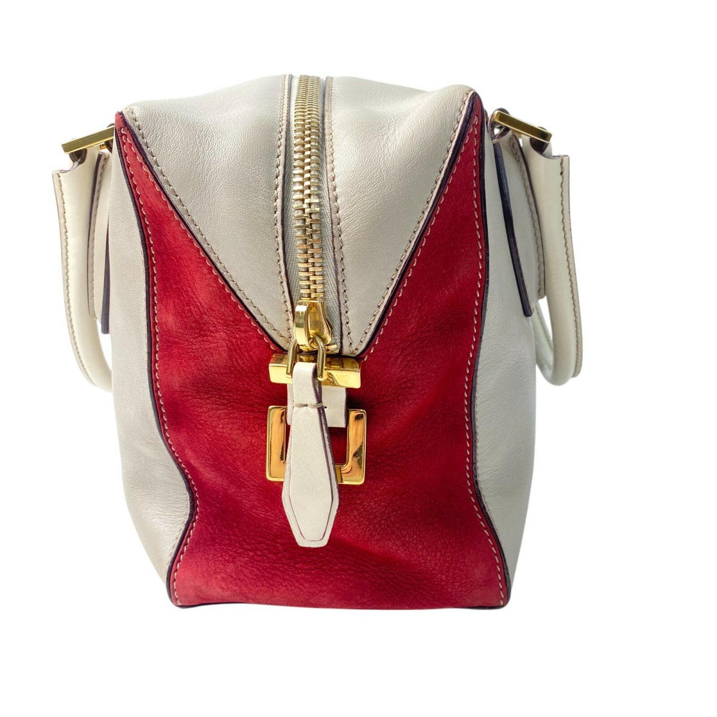 TOD'S Hand Shoulder Bag Tote Purse 2way D-Styling Leather Gray Wine Red Auth
