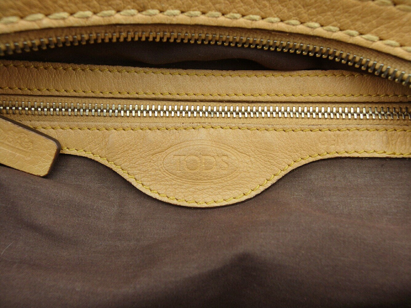TOD'S Hand Bag Tote Purse Beige Authentic