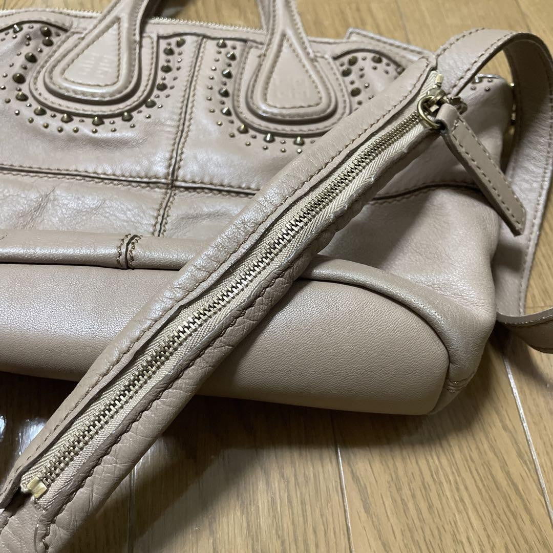 GIVENCHY Hand Bag Tote Purse Nightingale Leather Beige Authentic