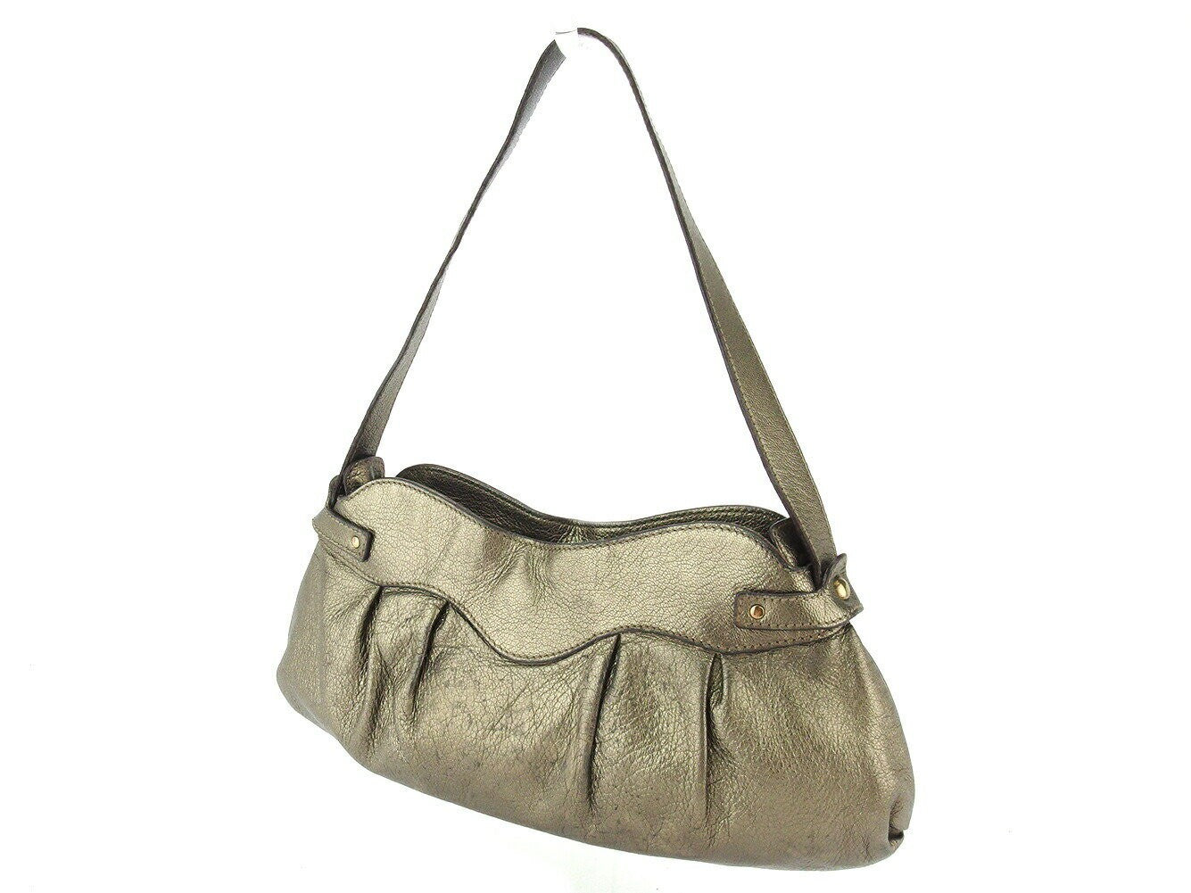 Salvatore Ferragamo Shoulder Bag Purse Gancini Gold Authentic