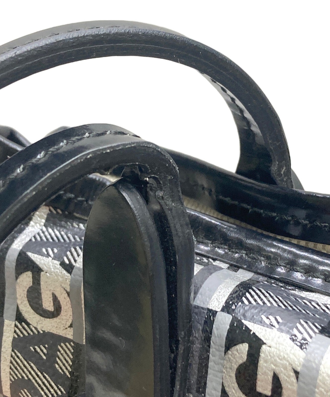 Salvatore Ferragamo Hand Bag Tote Purse Logo Black Silver Authentic