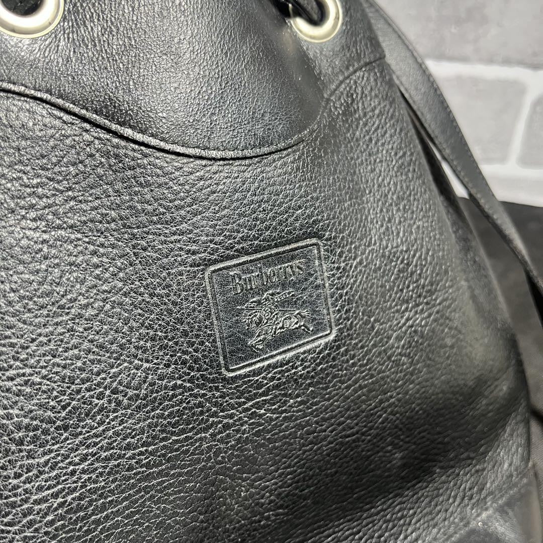 BURBERRY Shoulder Bag Purse Nova Check Leather Black Authentic