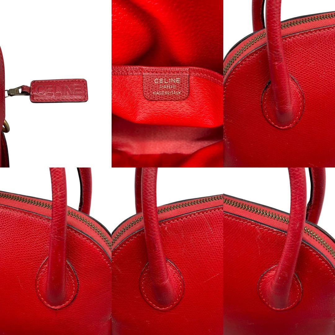 CELINE shoulder bag Purse Red Gold Leather convertible Women's Used Authentic
