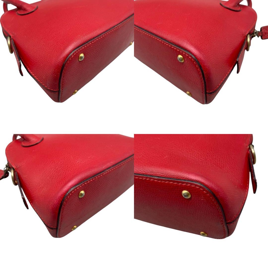 CELINE shoulder bag Purse Red Gold Leather convertible Women's Used Authentic