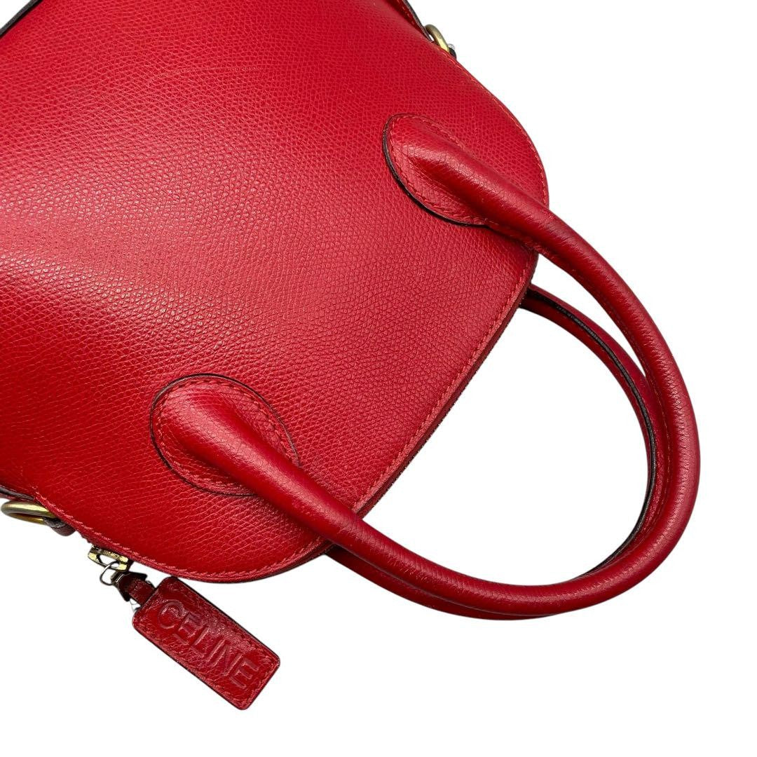 CELINE shoulder bag Purse Red Gold Leather convertible Women's Used Authentic