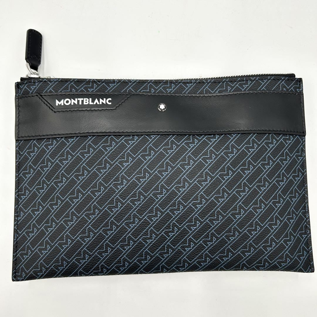 Montblanc Clutch Bag Second Bag Leather Navy Black Authentic