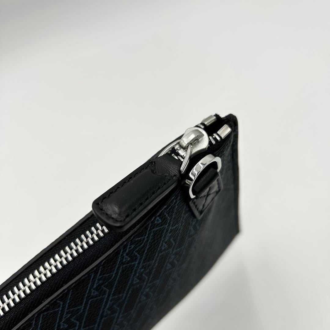 Montblanc Clutch Bag Second Bag Leather Navy Black Authentic