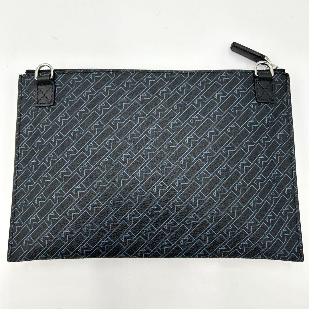 Montblanc Clutch Bag Second Bag Leather Navy Black Authentic