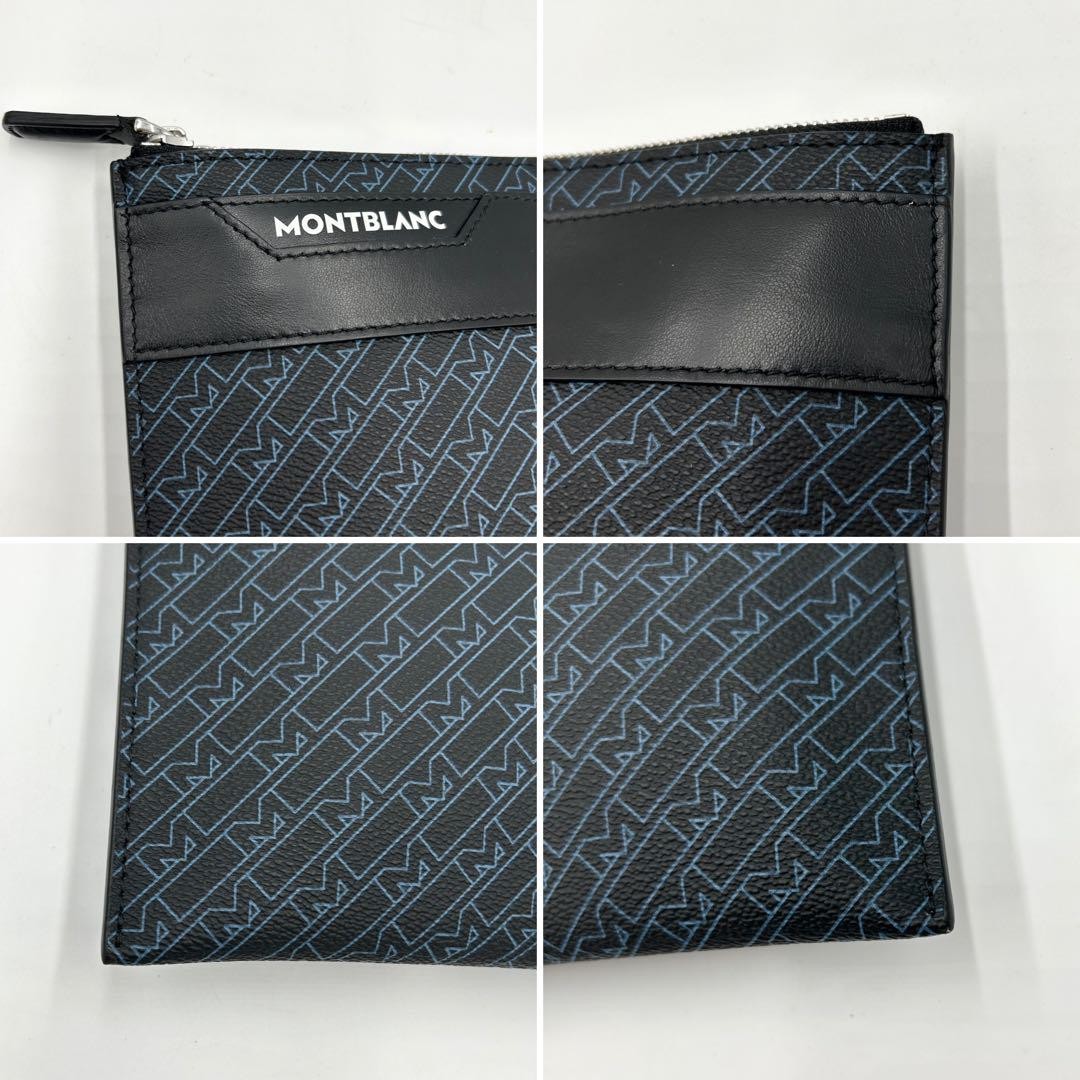 Montblanc Clutch Bag Second Bag Leather Navy Black Authentic