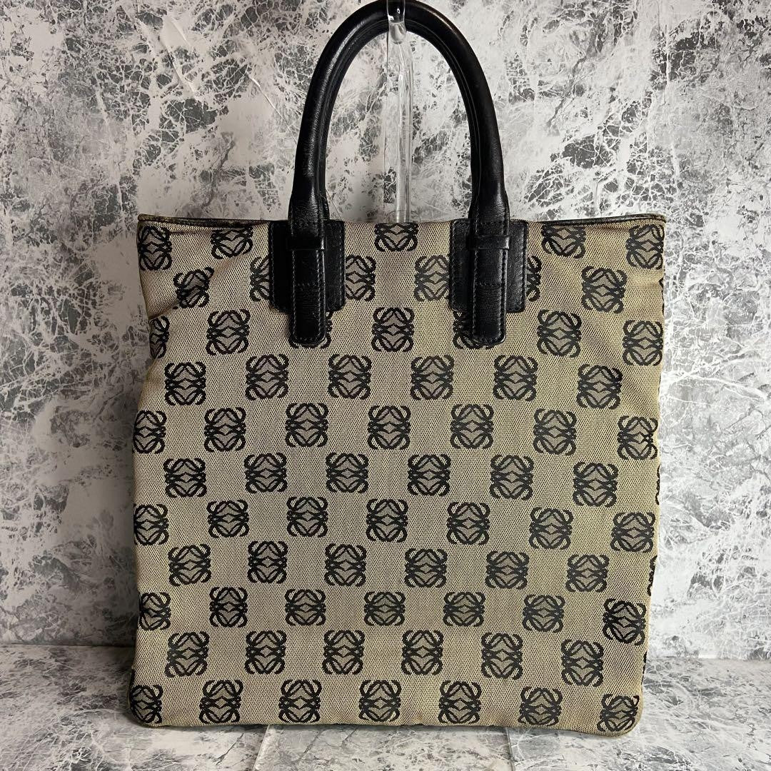 LOEWE Hand Bag Tote Purse Anagram Canvas Authentic