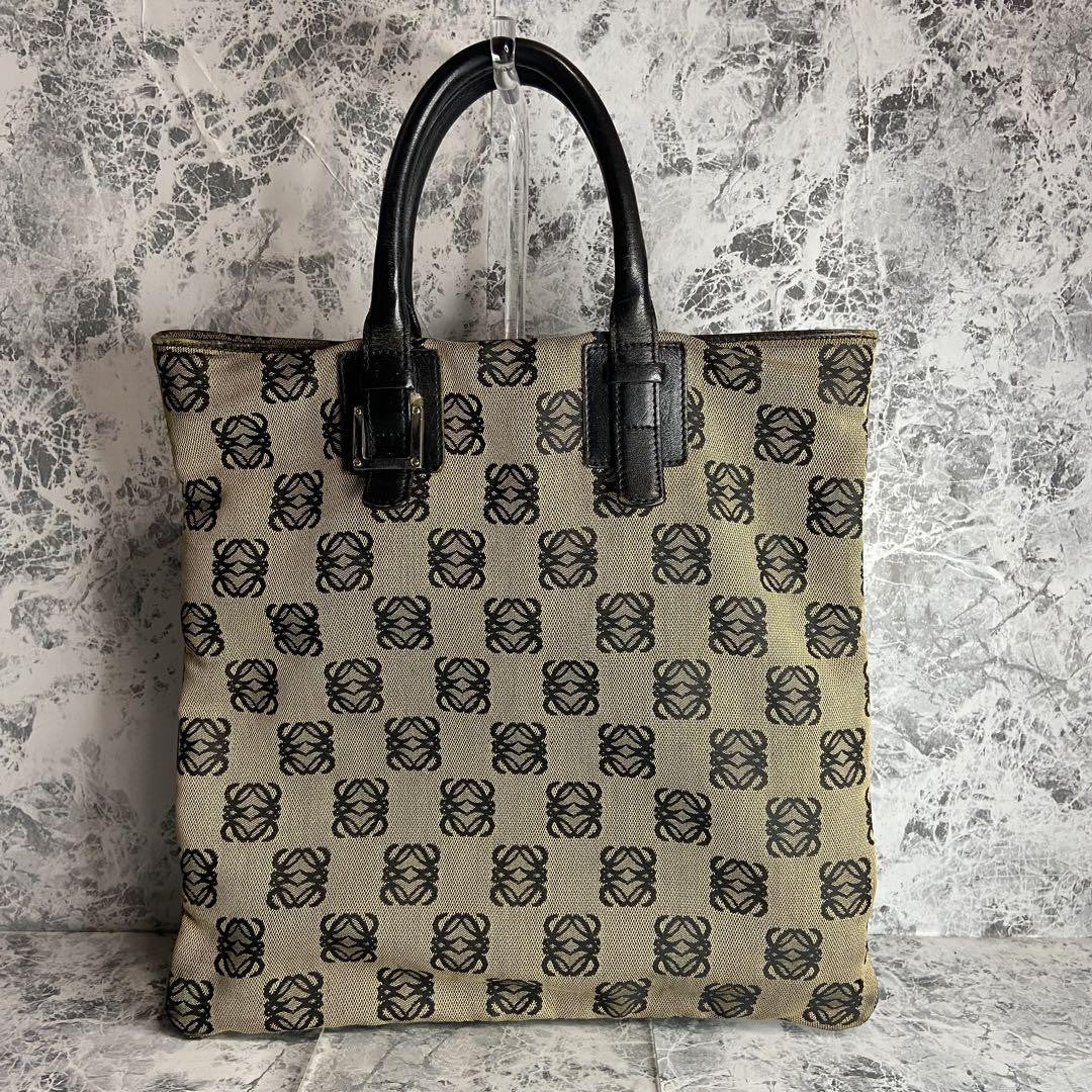 LOEWE Hand Bag Tote Purse Anagram Canvas Authentic