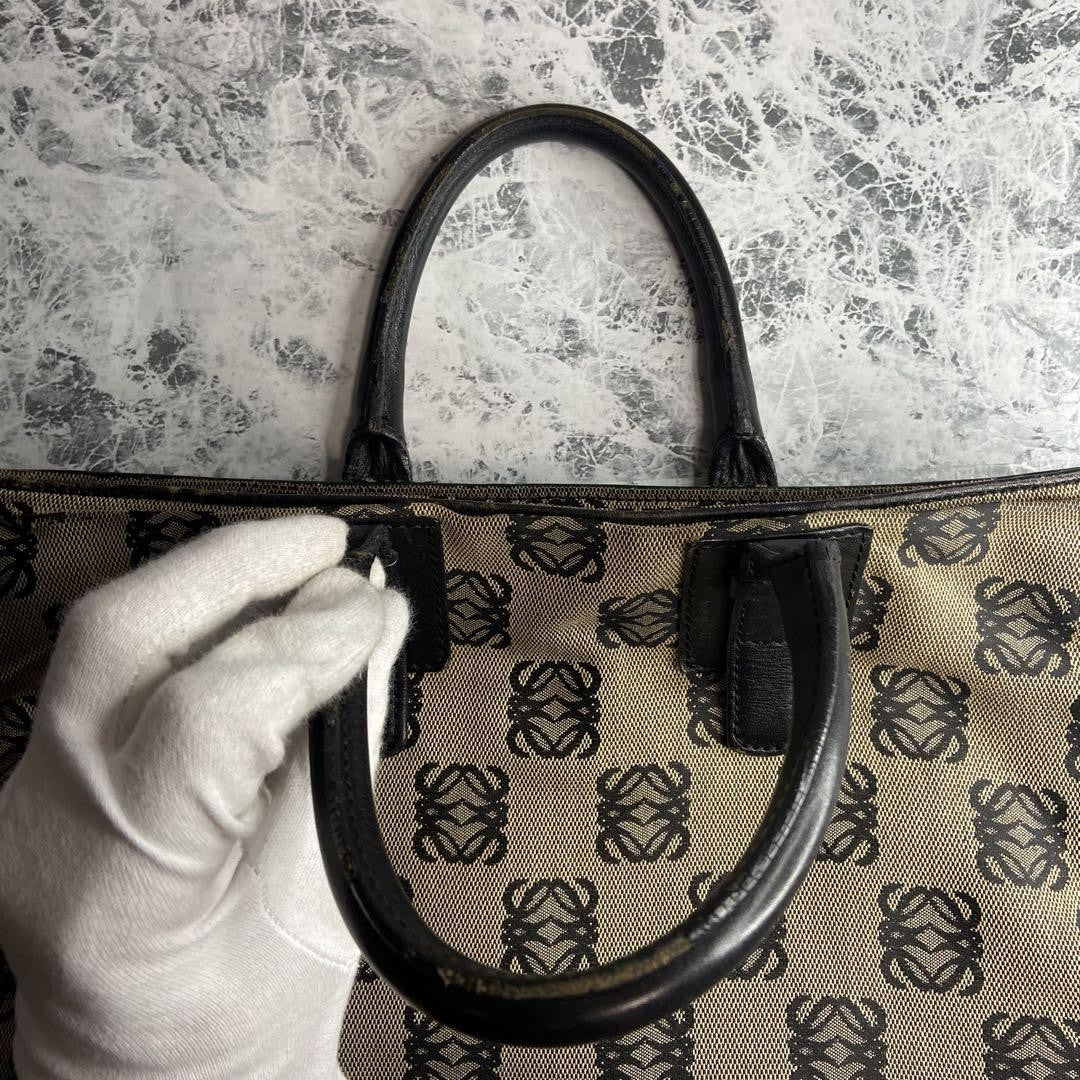 LOEWE Hand Bag Tote Purse Anagram Canvas Authentic