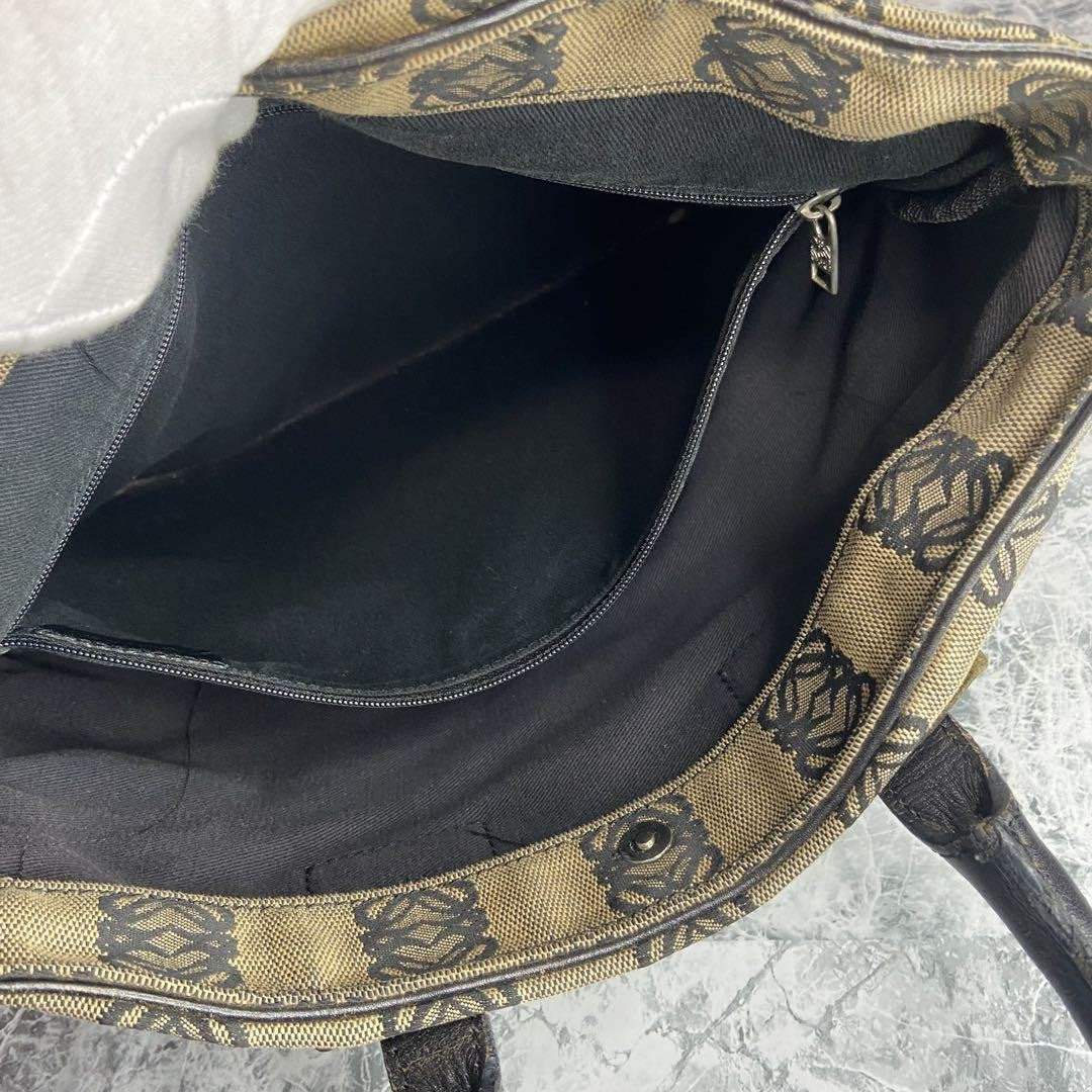 LOEWE Hand Bag Tote Purse Anagram Canvas Authentic