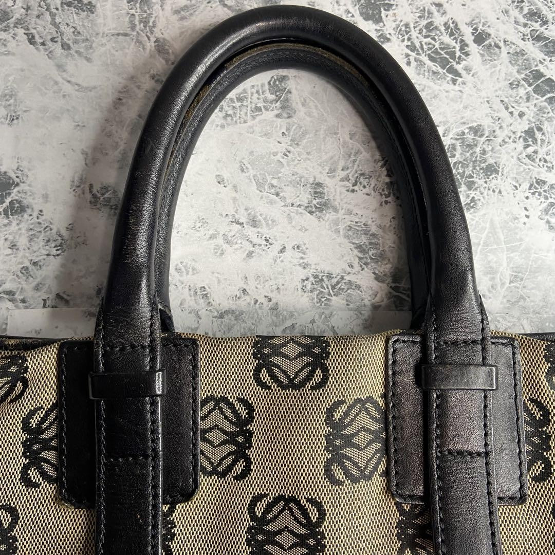 LOEWE Hand Bag Tote Purse Anagram Canvas Authentic