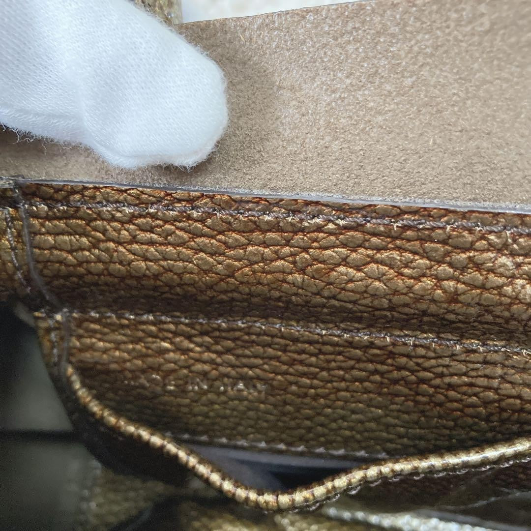 TOD'S Hand Bag Tote Purse Leather Gold Authentic