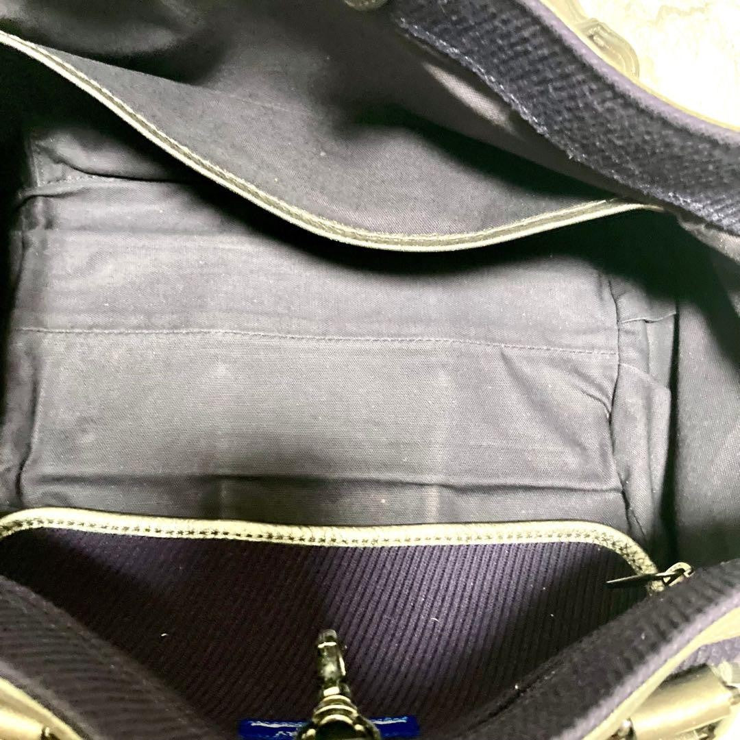 BURBERRY LONDON BLUELABEL Hand Bag Tote Purse Canvas Leather Purple Authentic