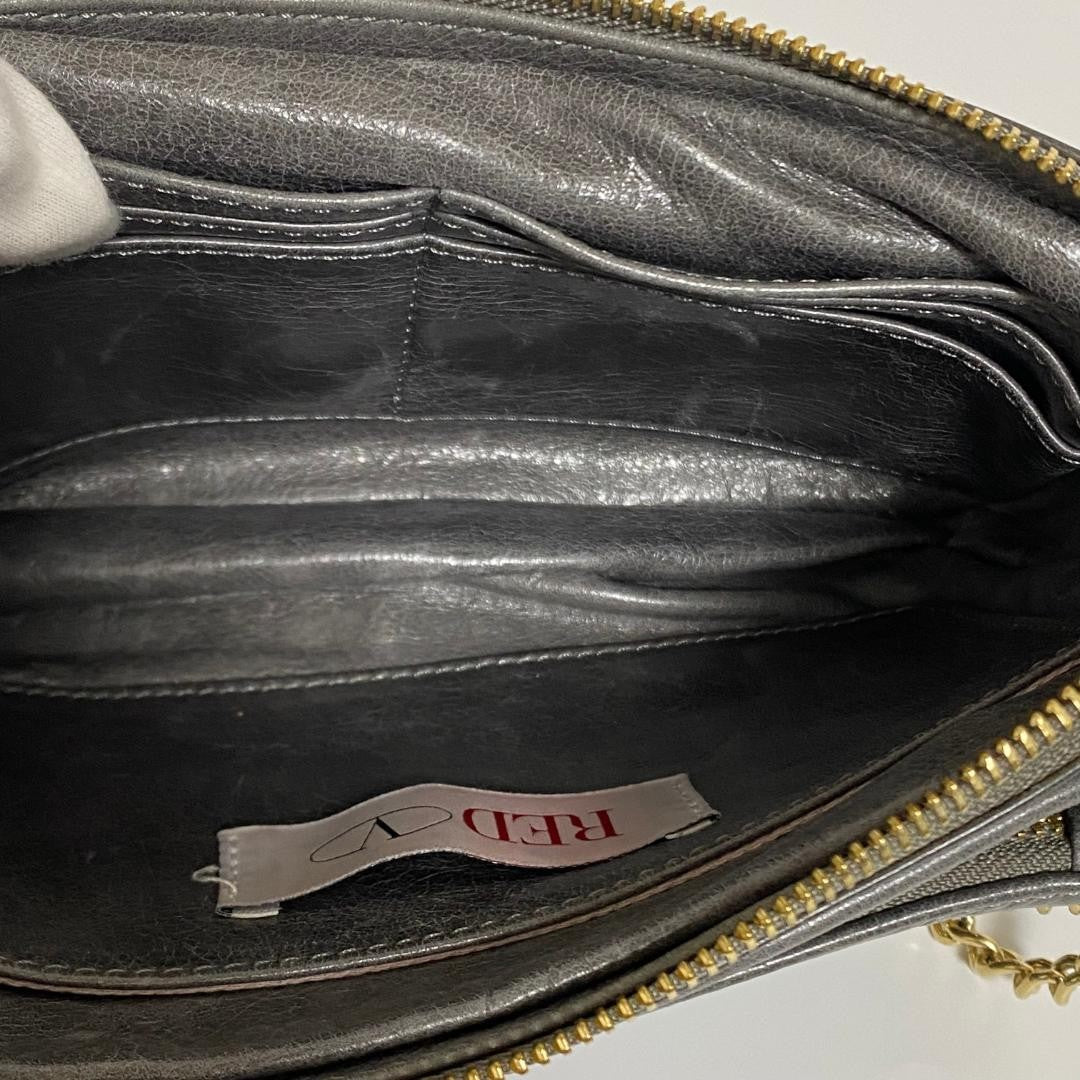 RED VALENTINO Shoulder Bag Purse Leather Gray Authentic
