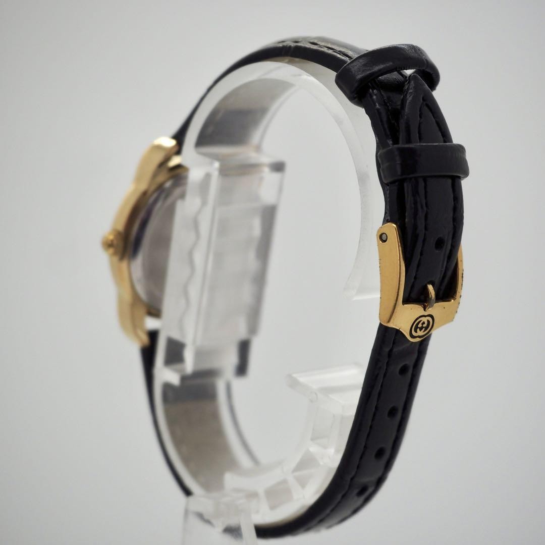 GUCCI 5100L Quartz Watch Wristwatch Gold Black Women's Authentic