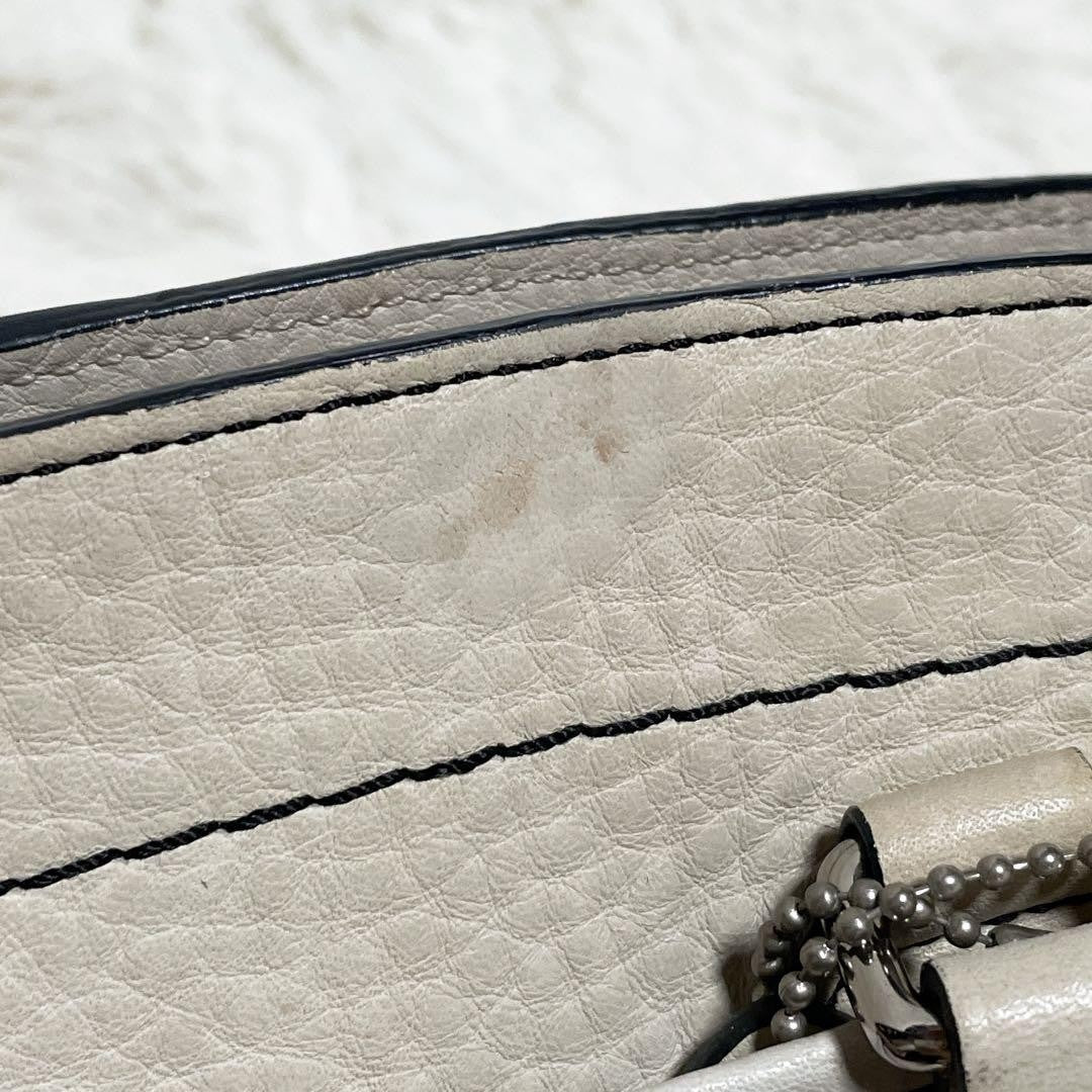 COACH Hand Bag Tote Purse Leather White Cream Authentic