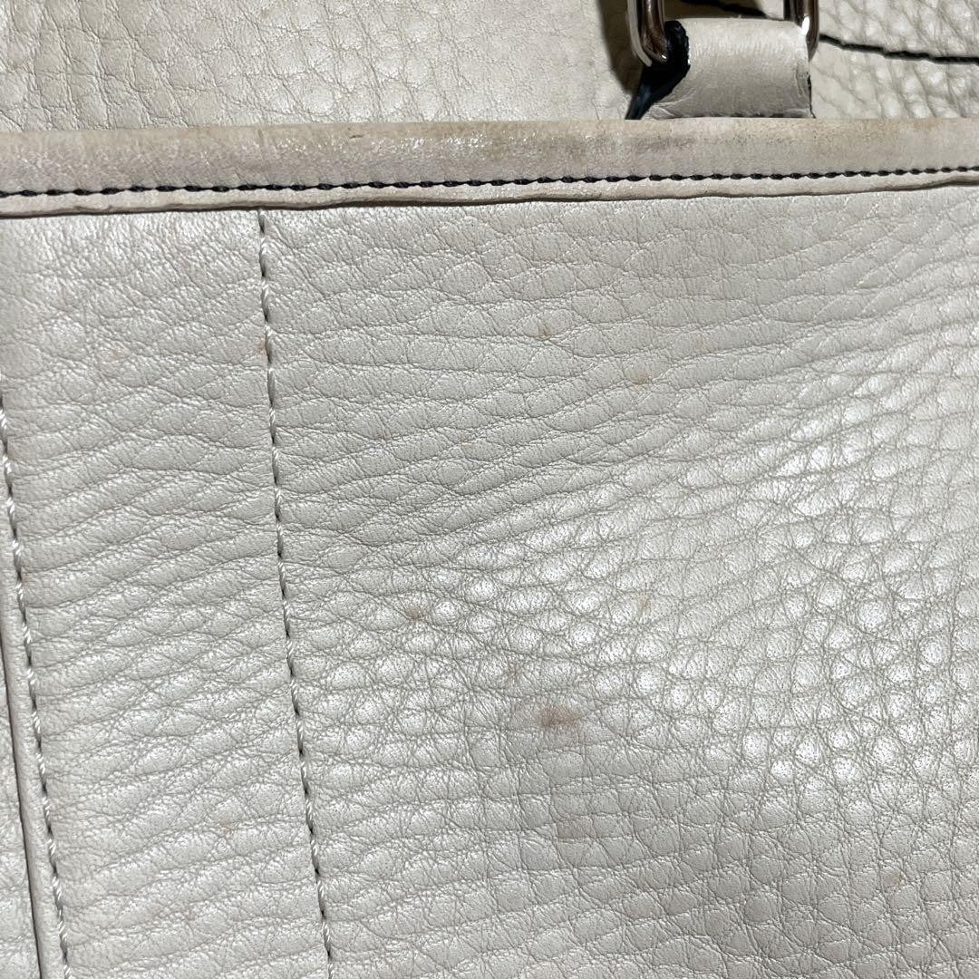 COACH Hand Bag Tote Purse Leather White Cream Authentic