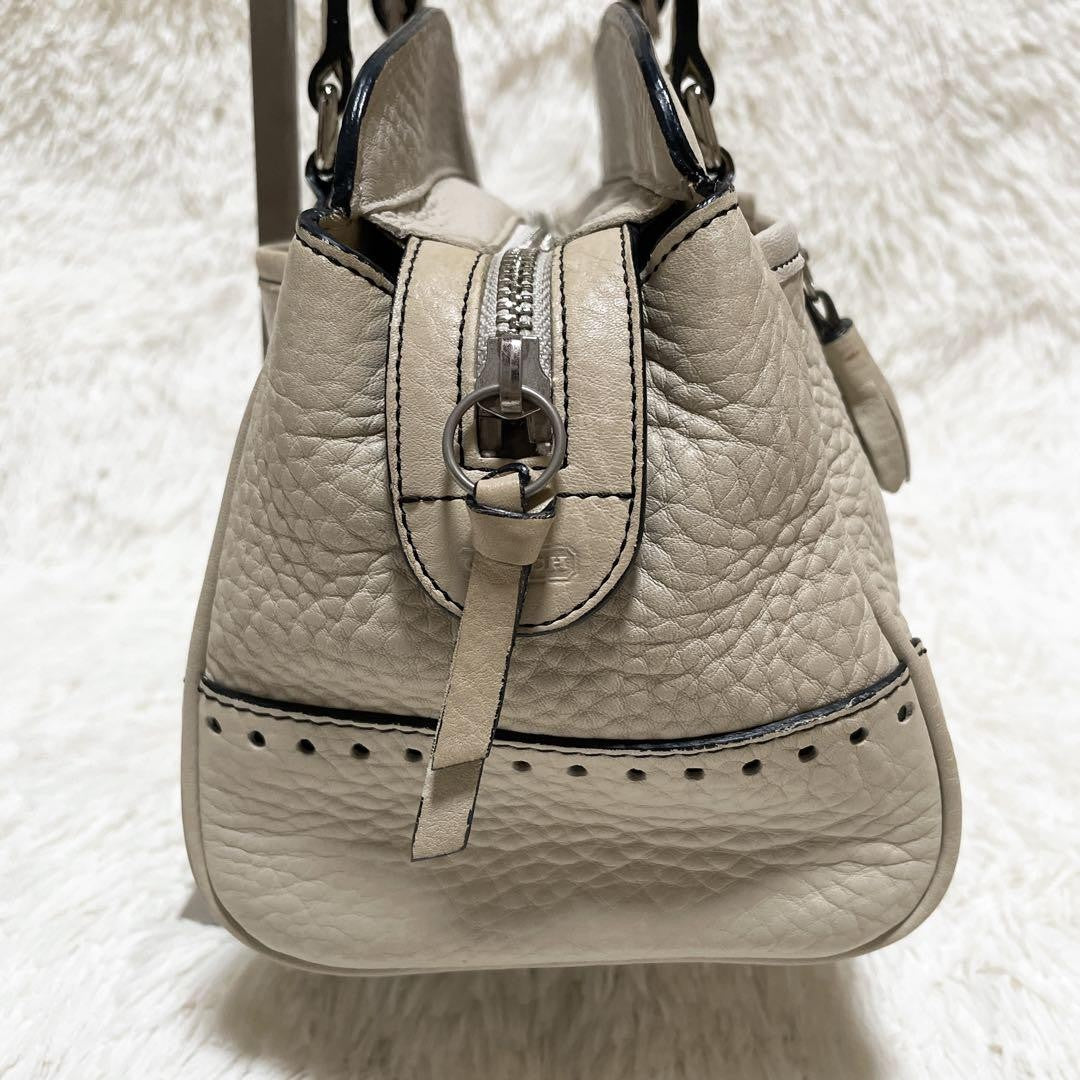 COACH Hand Bag Tote Purse Leather White Cream Authentic