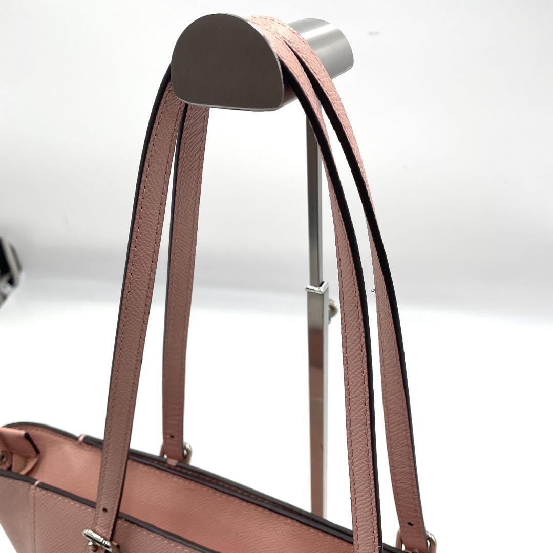 COACH Hand Bag Tote Purse Turn Lock Leather Pink Authentic