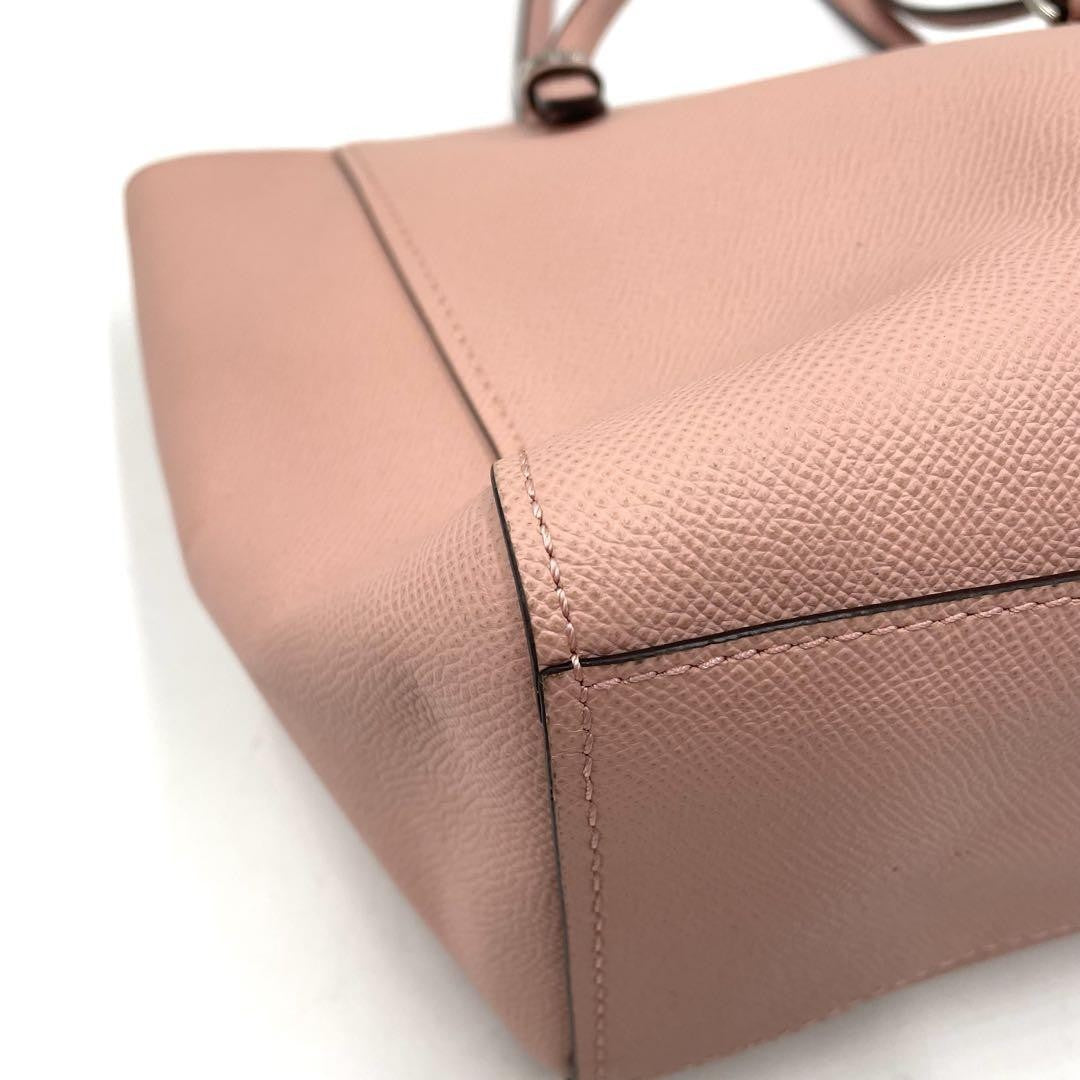 COACH Hand Bag Tote Purse Turn Lock Leather Pink Authentic