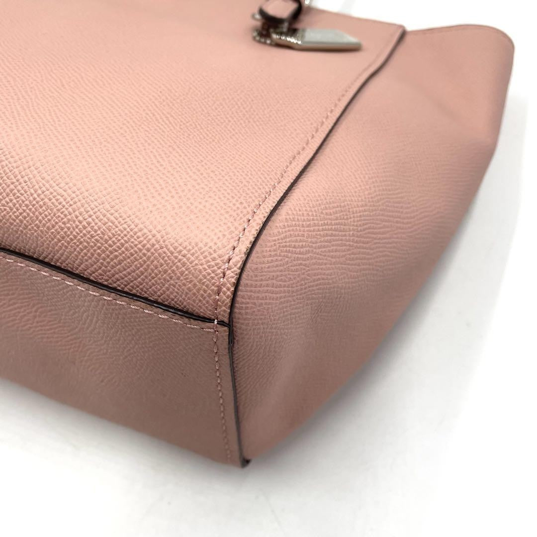 COACH Hand Bag Tote Purse Turn Lock Leather Pink Authentic