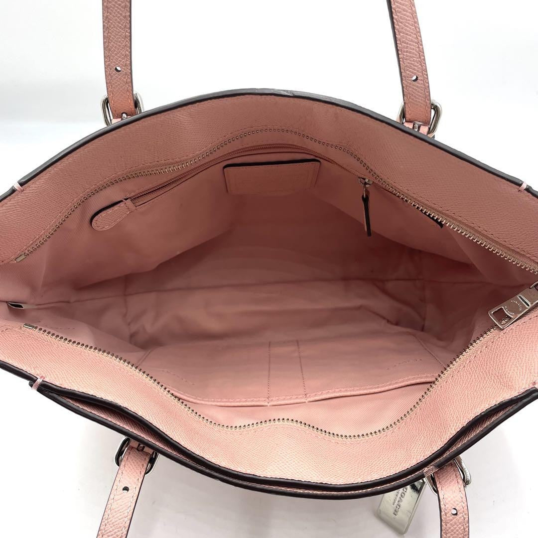 COACH Hand Bag Tote Purse Turn Lock Leather Pink Authentic
