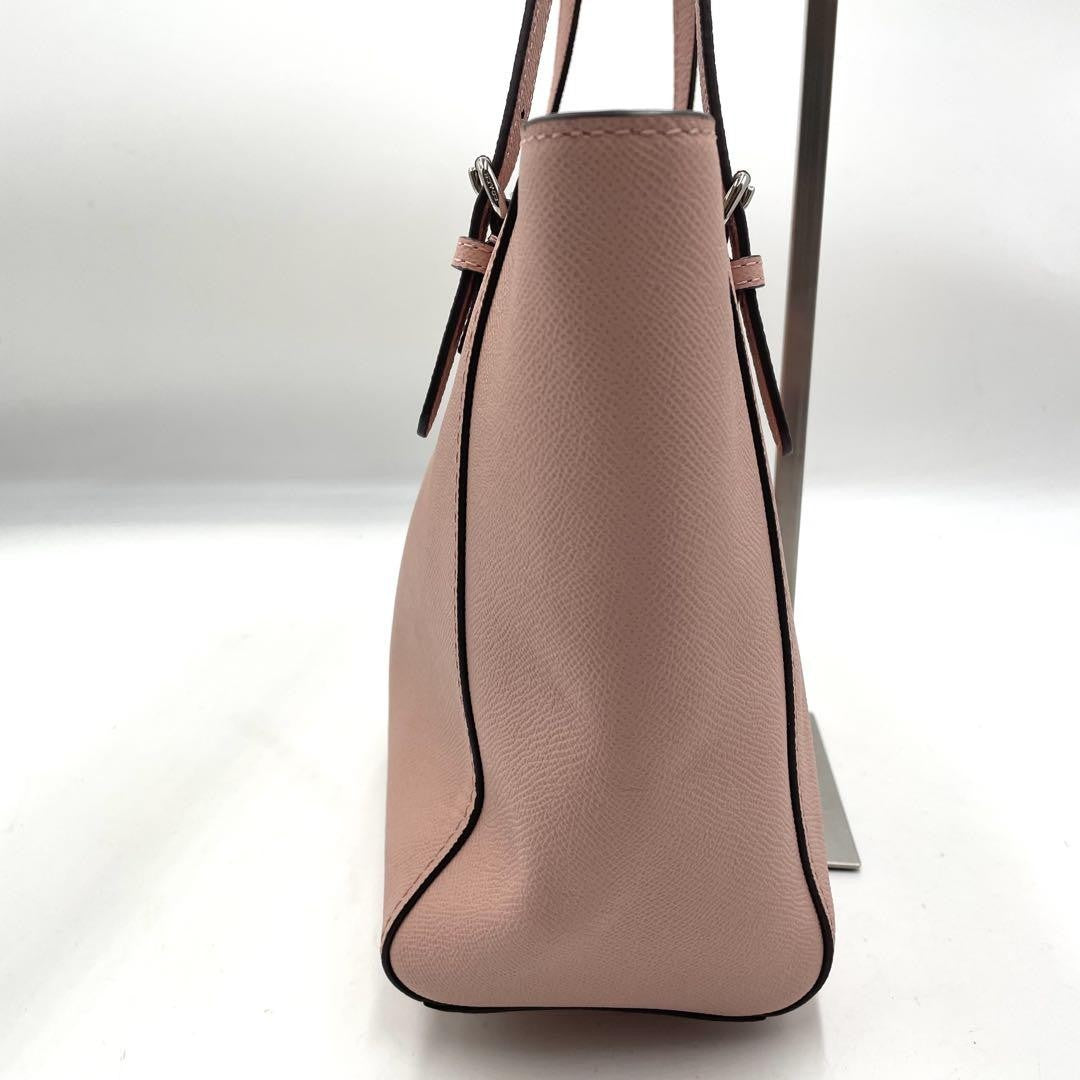 COACH Hand Bag Tote Purse Turn Lock Leather Pink Authentic