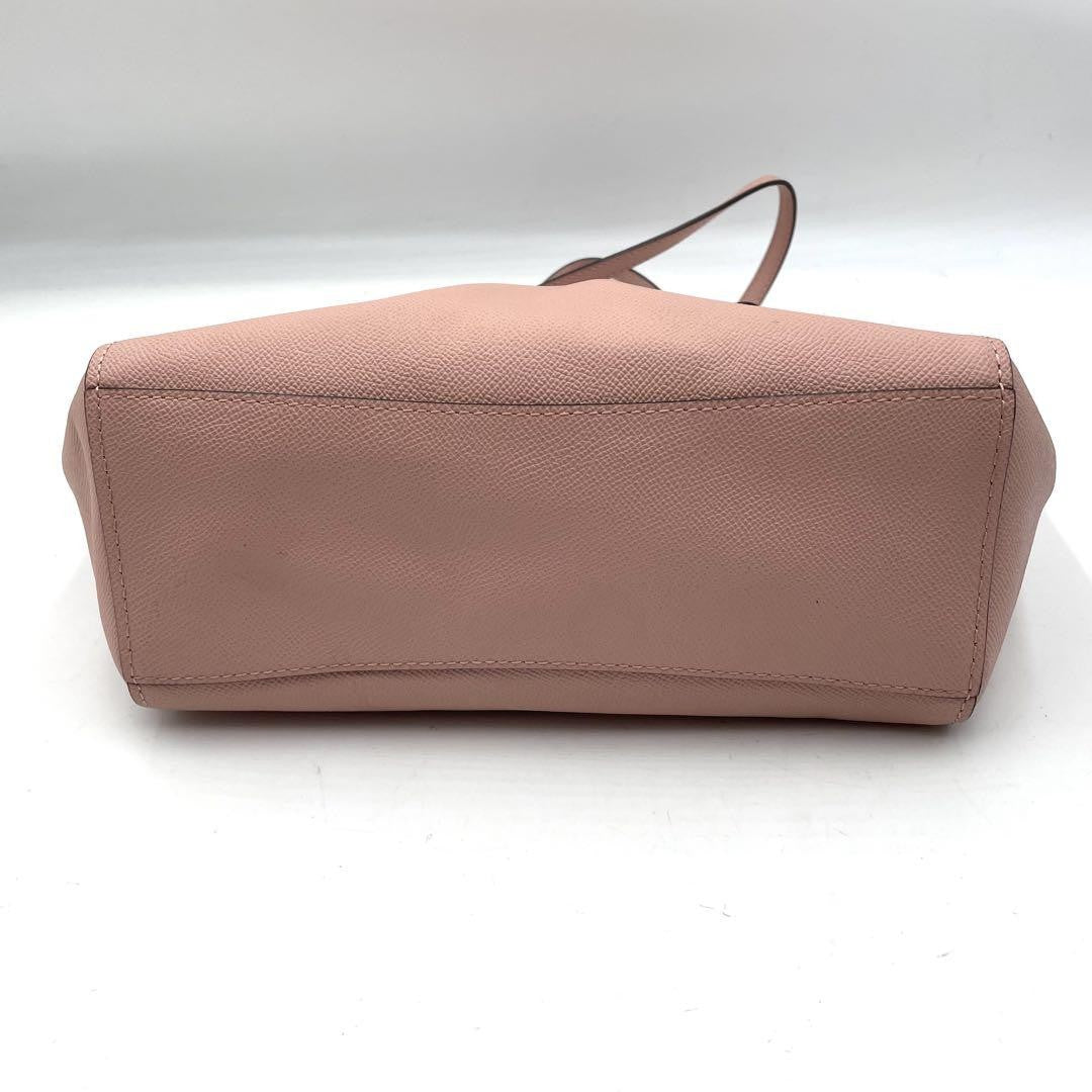 COACH Hand Bag Tote Purse Turn Lock Leather Pink Authentic