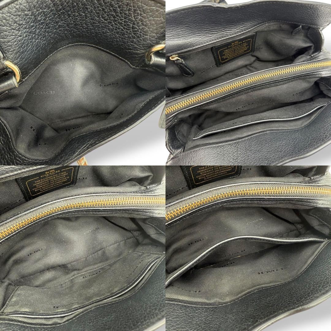 COACH Hand Shoulder Bag Tote Purse 2way 37779 Leather Black Authentic