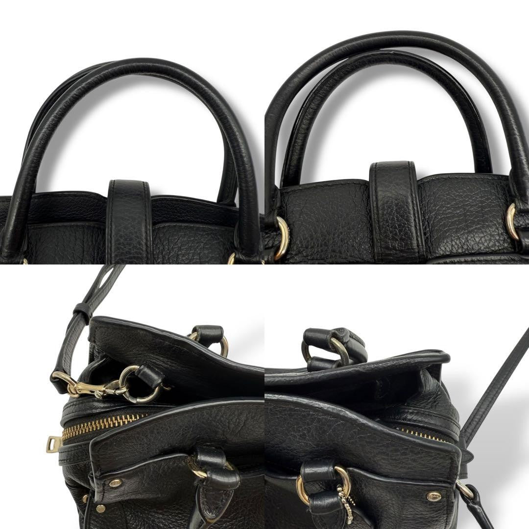 COACH Hand Shoulder Bag Tote Purse 2way 37779 Leather Black Authentic