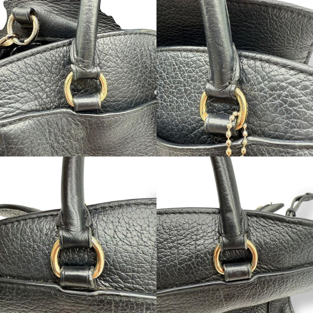 COACH Hand Shoulder Bag Tote Purse 2way 37779 Leather Black Authentic