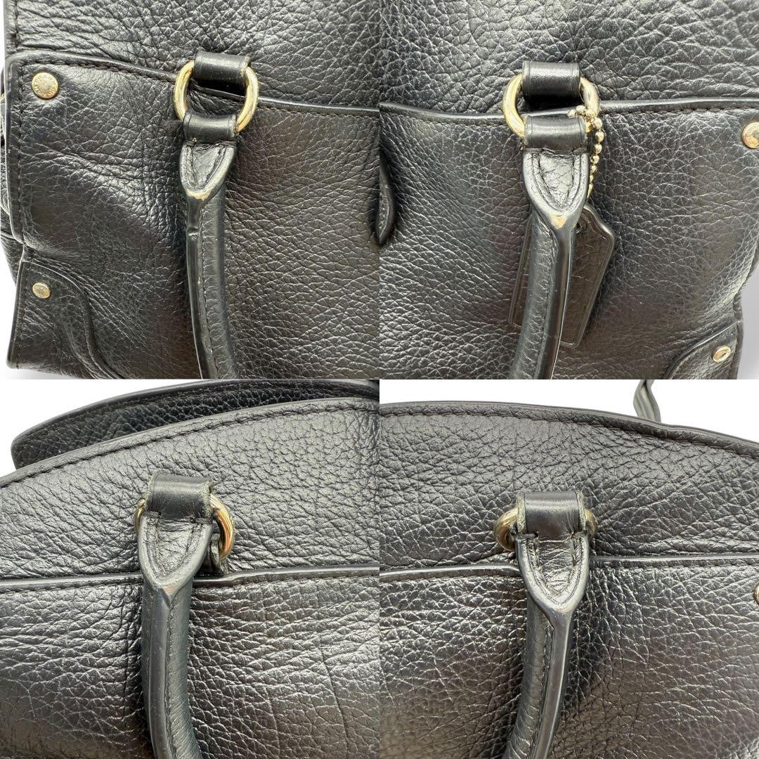 COACH Hand Shoulder Bag Tote Purse 2way 37779 Leather Black Authentic