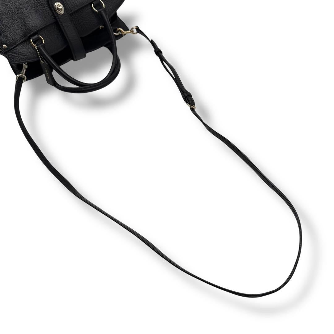 COACH Hand Shoulder Bag Tote Purse 2way 37779 Leather Black Authentic