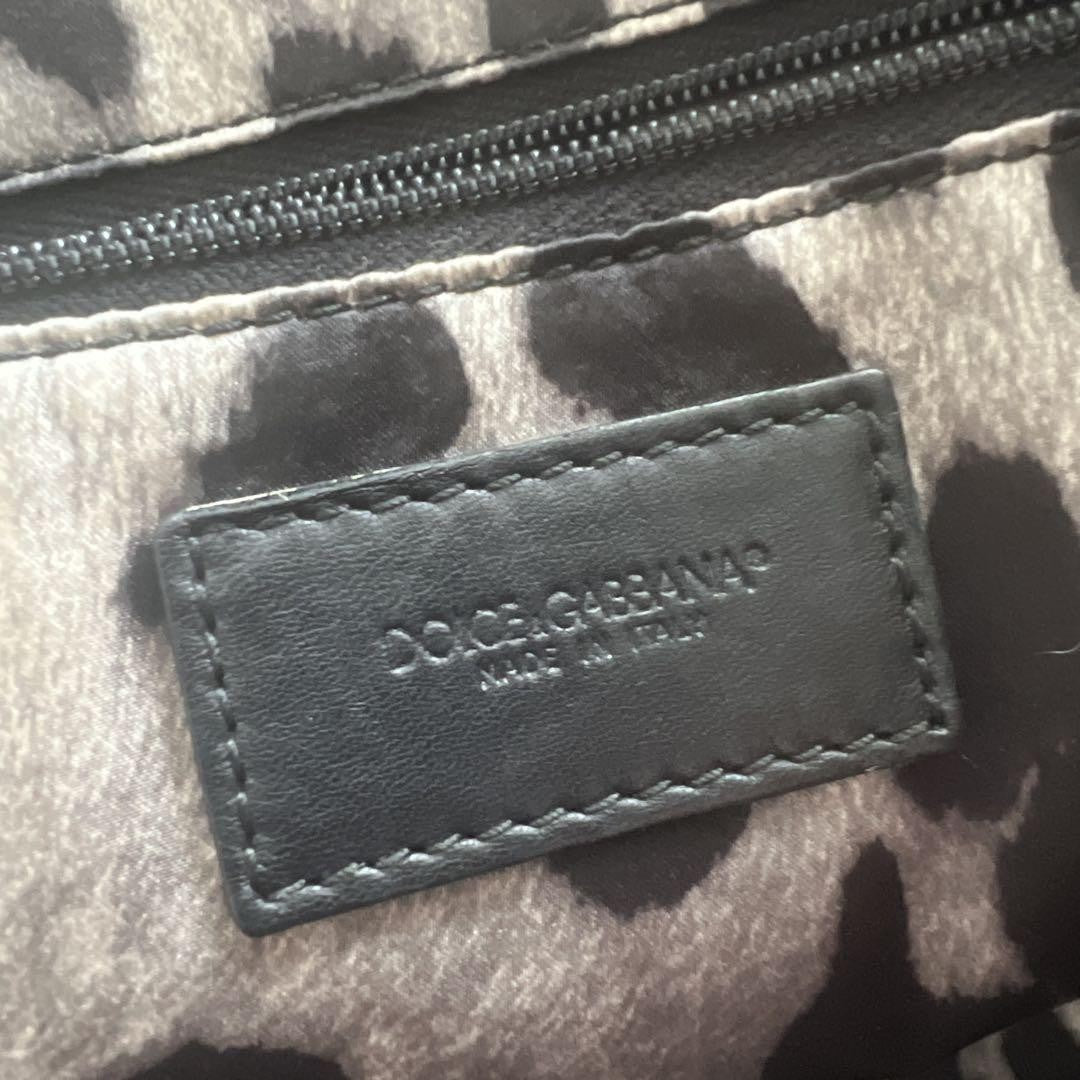 Dolce & Gabbana Hand Shoulder Bag Tote Purse 2way Leopard Black Authentic